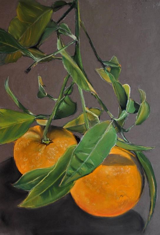 Deux-clementines.jpg - Pastel   format /size 25x30