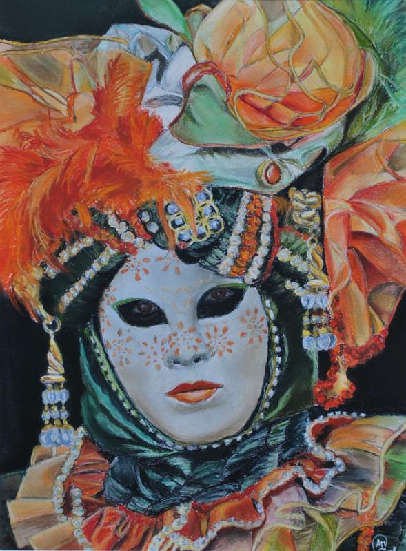 mask-orange.jpg - Pastel   format /size 30x40