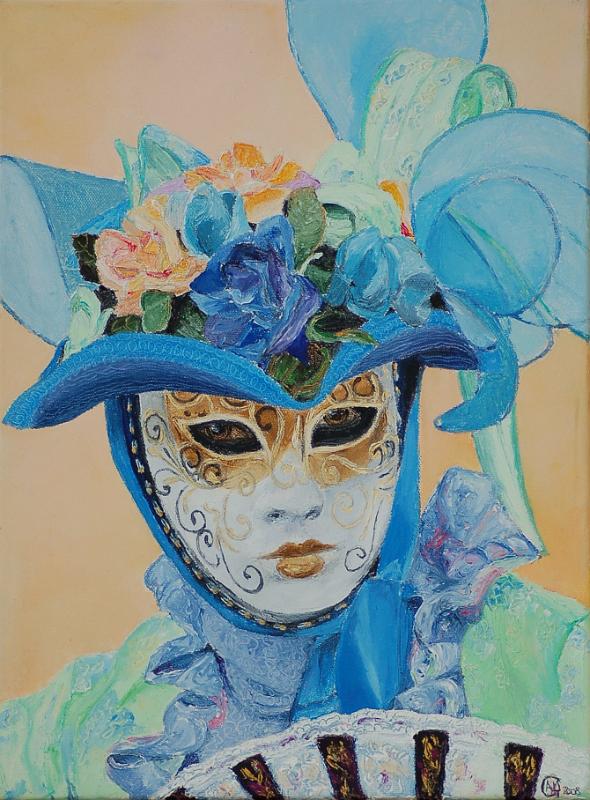 mask-Vilma.jpg - Painting oil on canvas -Huile sur toile format /size  30x40