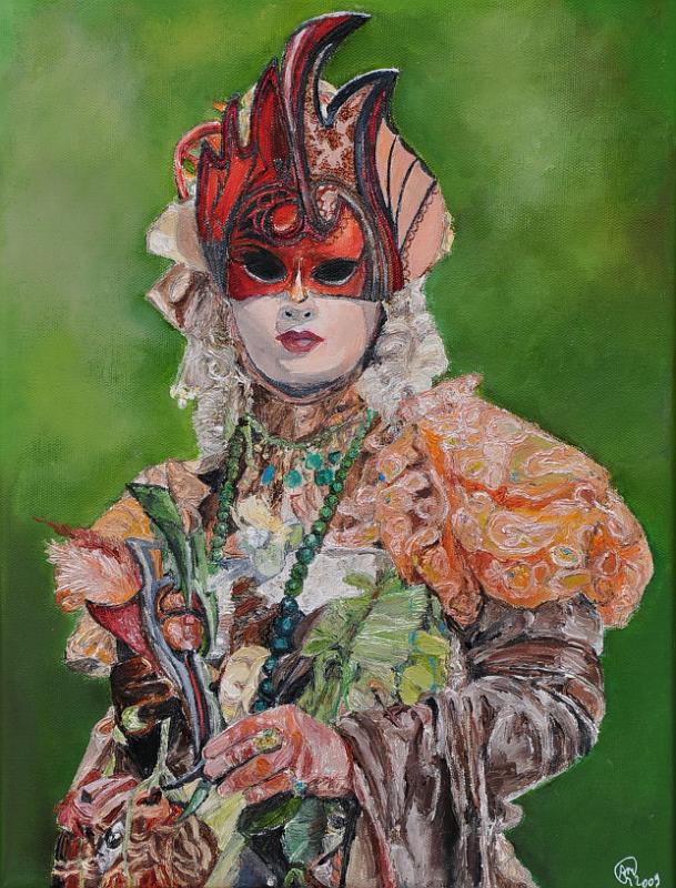 mask-cuir.jpg - Painting oil on canvas -Huile sur toile format /size  30x40