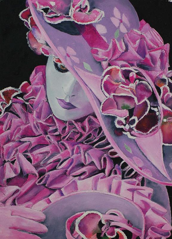 mask-rose.jpg - Painting oil on paper -Huile sur papier format /size 40x60