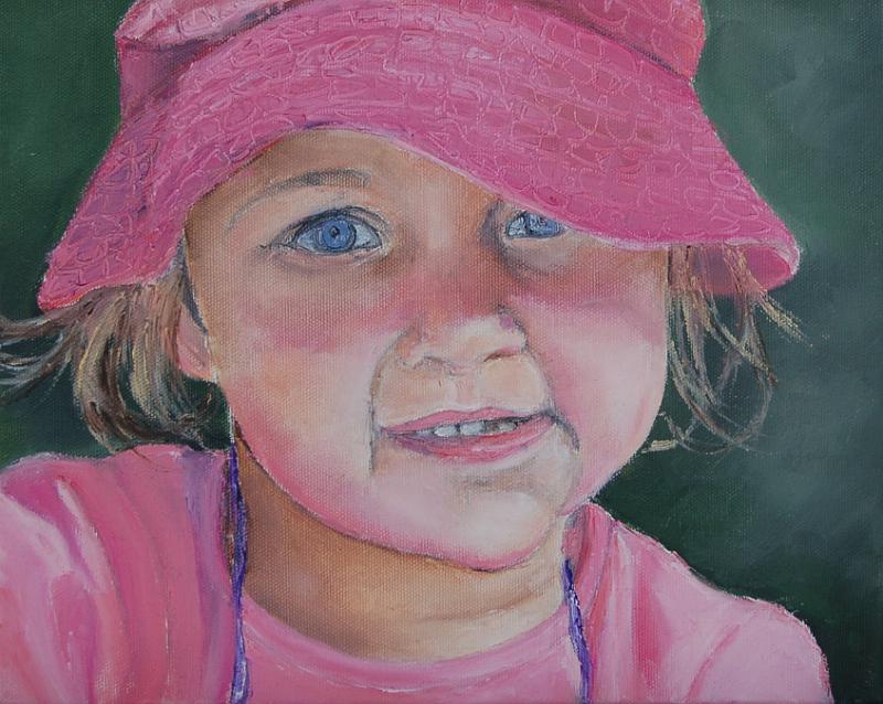 portrait-au-chapeau-rose.jpg - Painting oil on canvas -Huile sur toile format /size 24x30