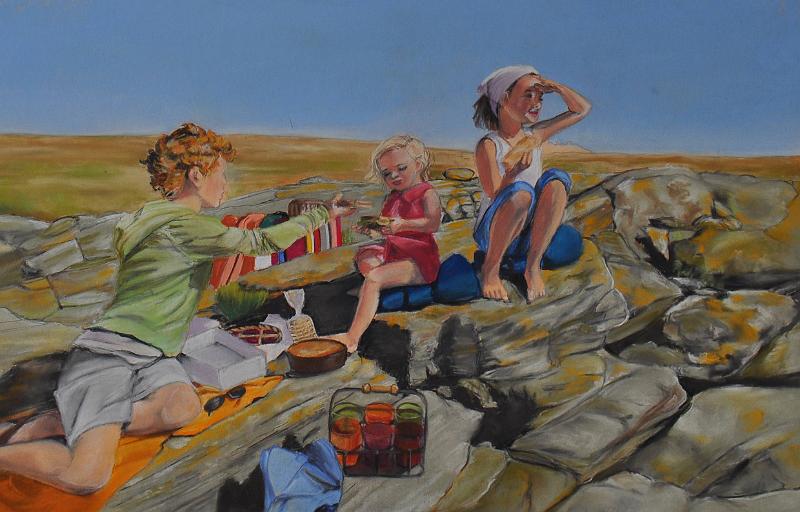 Picnicdanslesrochers.jpg - Pastel   format /size 50x70